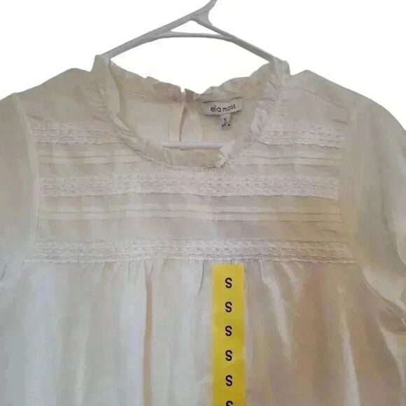 Ella Moss Women's Ivory Cotton/Modal Knit Ruffle Sleeve Top NEW - Picture 6 of 15